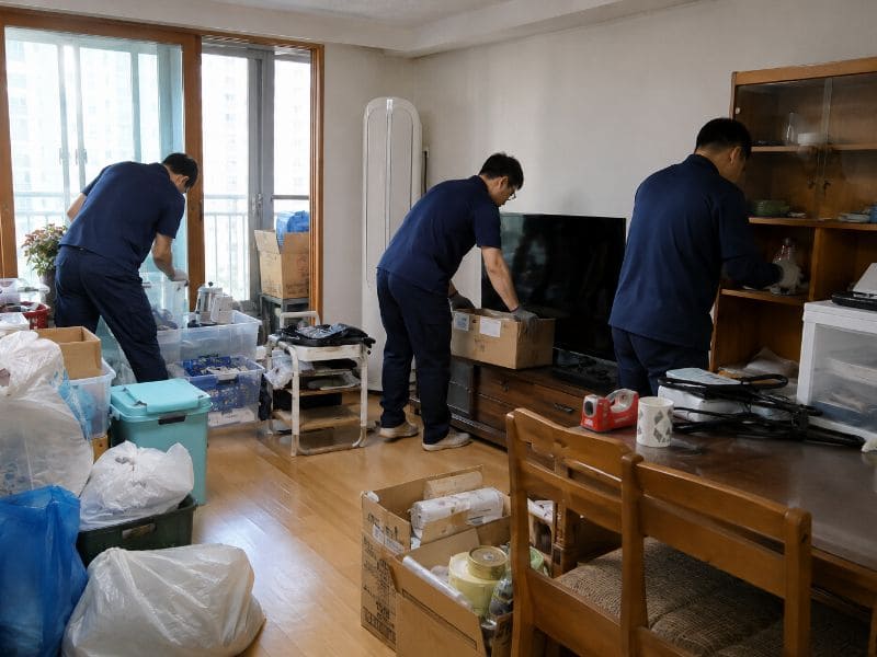 가구와 생활용품을 정리하는 대구집정리 작업 현장